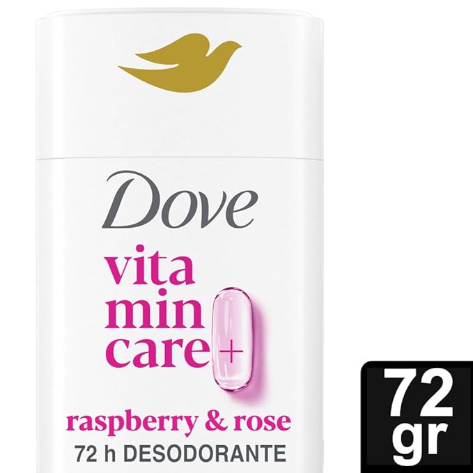 Dove VitaminCare+ Aluminum Free Deodorant Stick for 72H Odor Protection Raspberry & Rose Breathable Deodorant for Women 2.6 oz