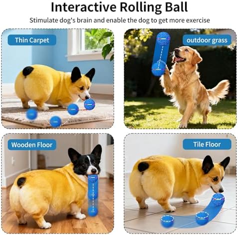 Smart Interactive Dog Toy Ball - Automatic Moving Bouncing Rolling Ball with 3 Modes & RGB Lights, Durable E-TPU Motion Activated Dog Toys for Small Medium Dogs, Keep Busy & Boredom Relief (Blue)