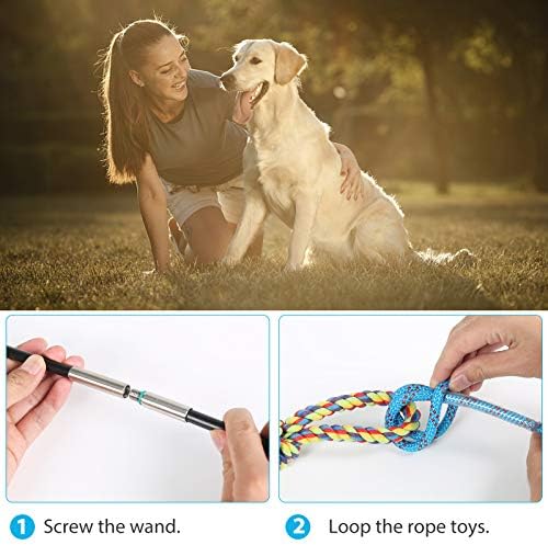 Flirt Pole for Dogs Interactive Chase Toy for Large Medium Small Puppy Dogs | For Chase and Tug of War, Dog Teaser Wand with Lure, Chewing Toy, for Outdoor Exercise & Training,Easy to Use,Carry, Sturdy