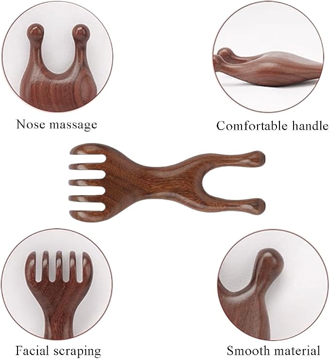 OULIGET Natural Wooden Nose Guasha Massage Tools Anti-Static, Eyes Facial Wood Gua Sha Tool,face Manual Massager Tool, Multifunctional Handheld Meridians Acupoint Massage Tool,1 Pieces