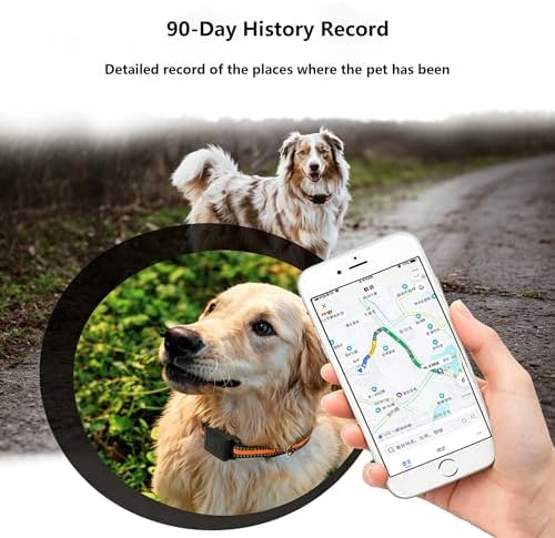 Pet GPS Tracker, Dog Tracking Collar with GPS/Beidou/WiFi/LBS, 90-Day History Tracking, Real-Time Location, Waterproof, Low Battery Alert, Multi-User Monitoring for Large Medium Small Dogs