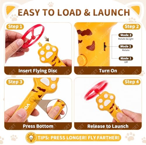 Interactive Cat Disc Launcher Toy, Rechargeable with 8 Flying Discs