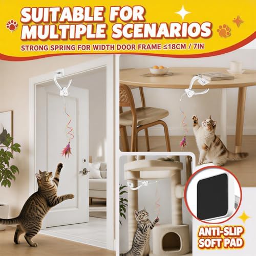 Interactive Cat Toy for Indoor Cats, Door Mounted Automatic Cat Toy