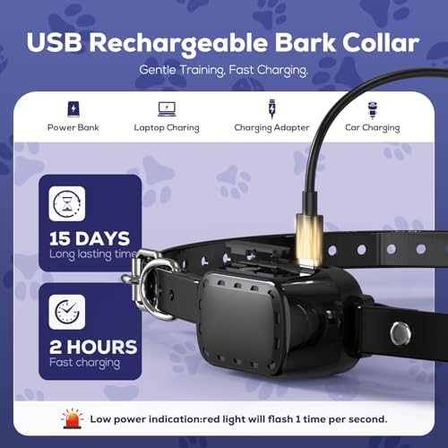 Citronella Bark Collar for Dogs, No Shock Spray Anti Bark Collar, Rechargeable Humane Training Collar for Small Medium Large Dogs, Waterproof Adjustable TPU Strap – for Indoor and Outdoor Bark Control