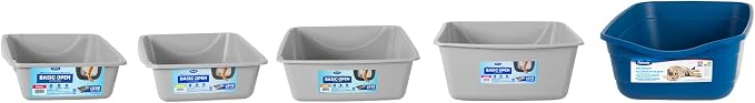 Petmate Basic Open Cat Litter Pan, Multidirectional Easy to Clean Plastic Litter Box, Gray, Made in USA, 14" x 10.5" x 3.5", Small Recommended for Kittens and Small Cats