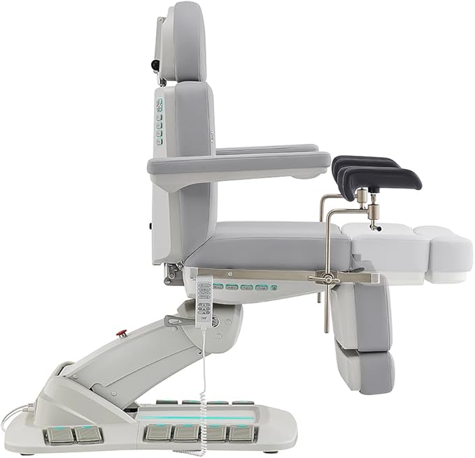 Dir Medical Spa Chair 4-Motor Electric Medical Examination Room Table with Stirrups Spa Beauty Bed Esthetician Chair Facial Bed with Position Memory Function Geneva