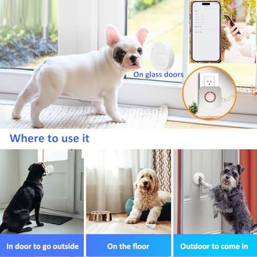 WiFi Dog Door Bell for Potty Training to Go Outside, Smart Doggie Door Bell for Dog, Wireless Doggy Doorbell with Phone App
