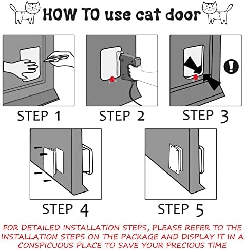 Saintrygo Cat Door Interior Door/Exterior Door 4 Way Rotary Locking Flap Cat Doors for Outdoor Indoor Weatherproof Pet Doors for Cats & Dogs Circumference < 23", Outer Size 9.61" x 7.99"