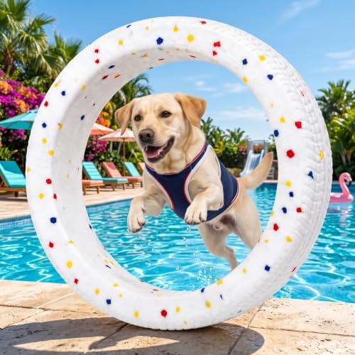 Durable ETPU Dog Ring Toy - Tough Interactive Fetch & Chew Toy for Aggressive Chewers, Lightweight Floating Water Toy, Puppy Teething Ring for Medium and Large Dogs (Colorful Speckles)