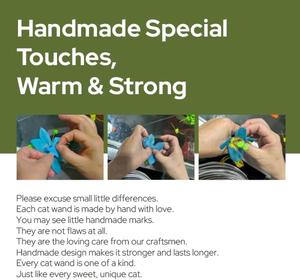 Artisan-Crafted BloomPlay Cat Wand Toy, Colorful Interactive Teaser with Storage, Durable & Bite-Resistant, Aesthetic Cat Toy for Indoor Cats (Pop Crinkle)