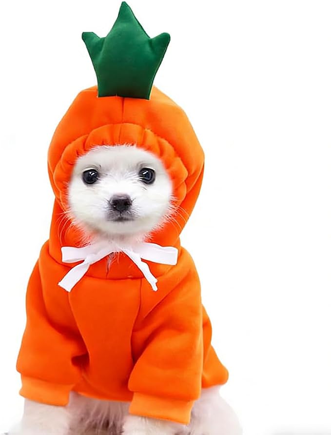 Dog Hoodie Warm Autumn Winter Pet Sweatshirt (Orange Carrot Hoodie,M) | Cute styling Pet Clothing Coat For 2-25 Lbs Small Medium Dog Cat French Bulldog Chihuahua Pug Boston Terrier Poodle Dachshund