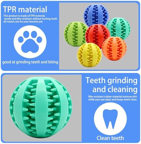 Interactive Dog Treat Ball Toys for Aggressive Chewers Teething Toys to Keeping Them Busy Dog Balls Food Treats Feeder Chew Ball for Small Medium Large Dogs (Calibre 1.8 in for Small Dog)
