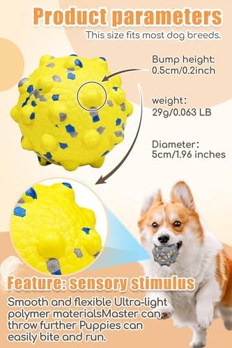 Moonorange 1.96'' Dog Balls for Dogs Aggressive Chewers Indestructible Tennis Durable Bouncy Interactive Dog Toy Balls for Fetch Game Floating Training(Yellow Small)