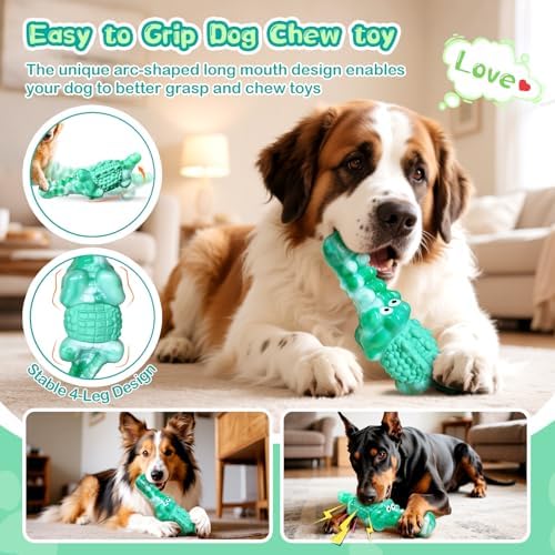 Jeefome Dog Chew Toys for Aggressive Chewers Tough Squeaky Alligator