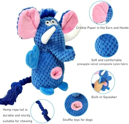Forest Paws Green Elephant Snuffle Plush Squeaky Dog Toy with Crinkle Sound | Treat Dispensing | Chew-Resistant Toy for Puppy Teething & Tug of War | for Light & Moderate Chewers | Interactive Play!