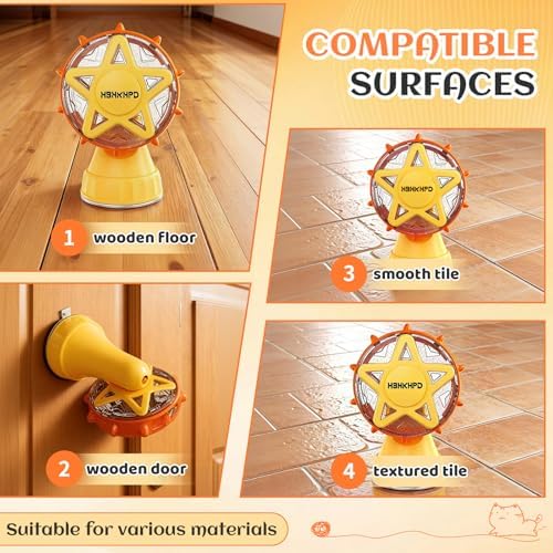 Interactive Cat Treat Dispenser - Ferris Wheel Feeder & Teaser Wand | Cat Puzzle Feeder | Stable Suction Base Design | Adjustable Treat Opening | Hunting Instinct Stimulation | Exercise