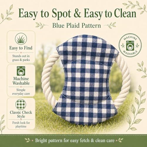 Dog Cute Frisbees Cotton Rope Toys Flying Discs for small dogs/puppy, Teething Clean, Soft Polyester Squeaker Toy for Training,Throwing and Interacting for Anti Boredom & Anxiety, Easy to Clean (blue)