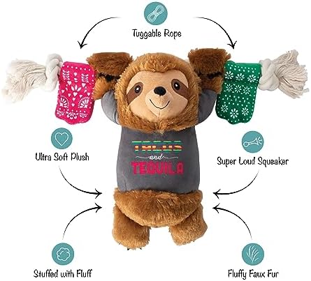Fringe Studio Plush Dog Toy, Tacos & Tequila, Pet Shop Collection (314158)