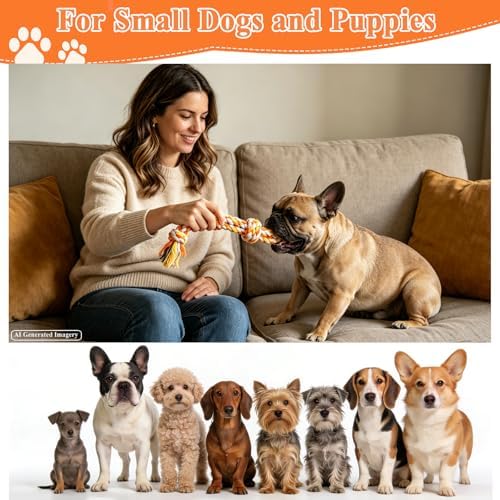 ASOCEA 5 Pack Cotton Rope Toys for Puppy Teething Small Dogs Orange