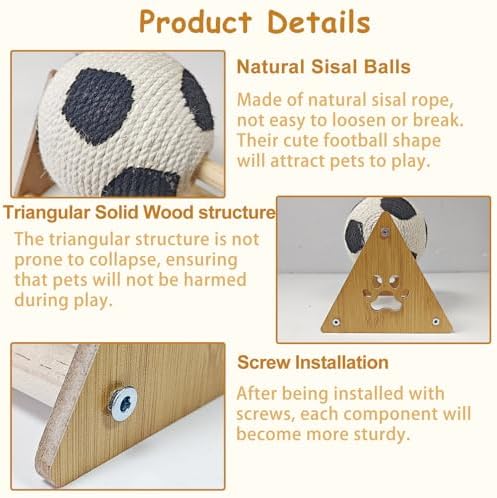 kathson Rabbit Scratching Toy,Sisal Rabbit Scratcher Rotating Activity Ball