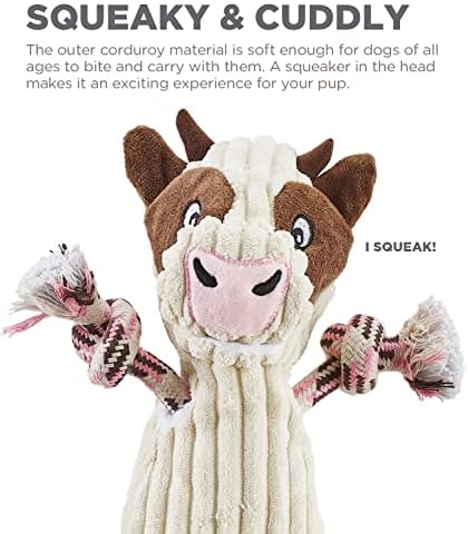 Outward Hound by Charming Pet Ranch Roperz Cow Plush Squeaky Dog Toy