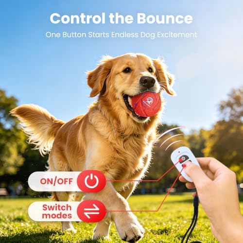 Interactive Dog Toys Dog Ball - Auto Bouncing & Rolling, Chew-Resistant E-TPU Material, 3 Interactive Modes, IPX7 Waterproof, Smart Chase Pet Toy Ball for Medium and Large Dogs (Red)