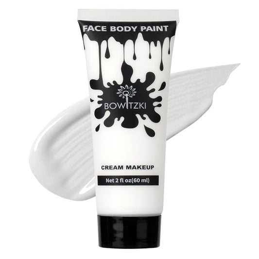 Bowitzki Face and Body Paint 2oz Cream Makeup 60ml Water Based Face Painting Special Effects For Adults Children Kids Halloween Christmas Party Stage Cosplay (White)