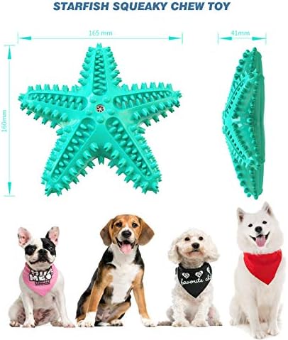 Squeaky Chew Toy - Starfish Water Floating Toy for Dogs, Natural Tooth Brush Teeth Cleaning for Small Medium Dogs - Blue