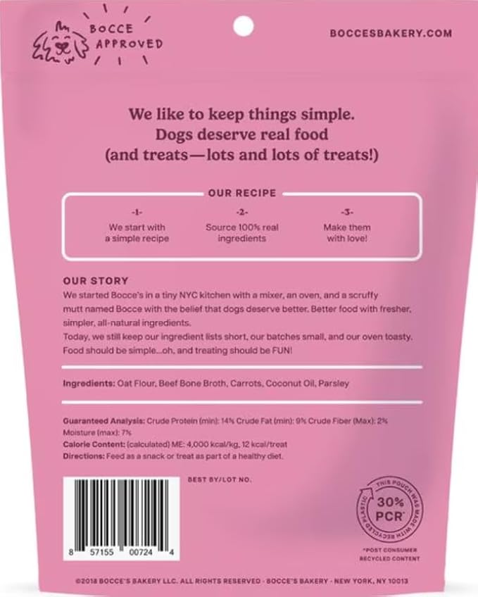 Bocce's Bakery Bone Broth Flavor Crunchy Biscuits Dog Treats, 5 oz | Oven Baked, Wheat-Free Everyday Dog Treat Biscuits - Made with Real, Limited Ingredients and Baked in The USA