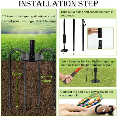 Tether Tug Toy for Dogs,Outdoor Interactive Play Equipment with 2 Ropes