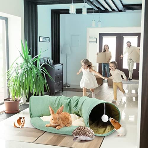 BWOGUE Bunny Tunnel Bed, 2-in-1 Collapsible Rabbit Tunnel Hideout with Mat