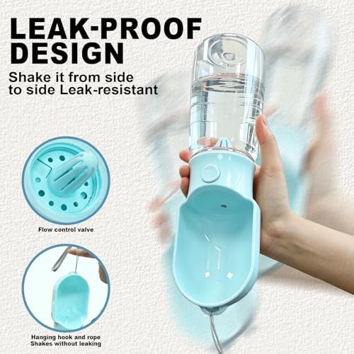 Blue Large Portable Dog Water Bottle with Food Container