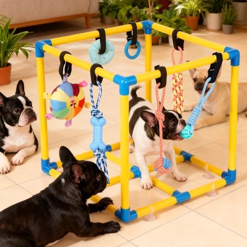 WLLEYAY Puppy Play Gym for Small Dogs 10 Hanging Toys,Interactive Dog Toys