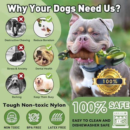 BIKIISEN Squeaky Dog Toys for Aggressive Chewers for Large Chew Toys