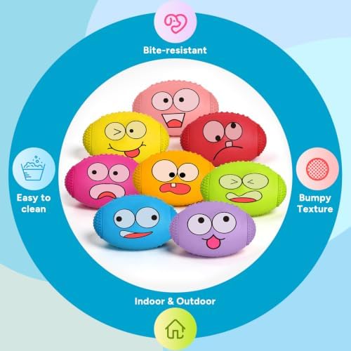 1.5” Squeaky Soft Rubber Football Dog Toy, Bouncy Chew Ball for Tiny Mini Small Breed Puppies (X-Small)