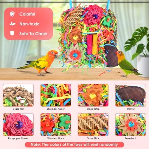 KATUMO Bird Toys, Parakeet Toys Bird Grass Mat Parrot Shredder Toys Lovebird Forage Toys for Cockatiel Conure Lovebird Parakeet Small-Medium Birds