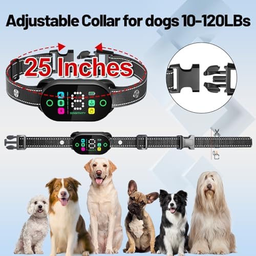 Dog Bark Collar for Large Medium Small Dogs,Smart Anti Barking Training Rechargeable Collar Device for Dogs with 4 Training Modes,8 Adjustable Sensitivity,IP67 Waterproof,3Pack