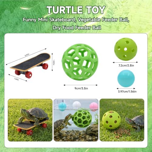 18PCS Aquatic Turtle Tank Accessories Kit, Turtle Feeder Balls&Toys