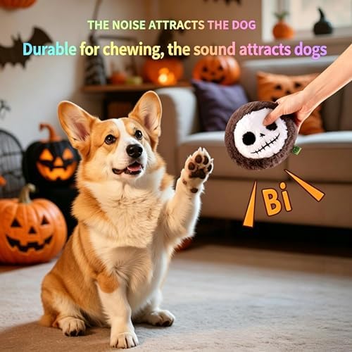 Halloween Skeleton Plush Dog Toy, Soft Stuffed Interactive Chew Toy for Small Medium Dogs, Cute Halloween Pet Gift, Durable Puppy Teething Toy