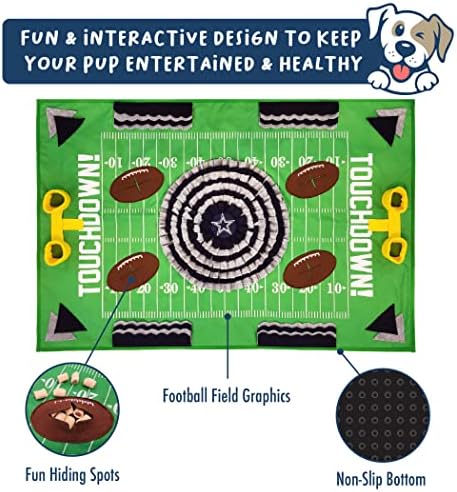 NFL Dallas Cowboys Dog Snuffle Mat – Interactive Pet Slow Feeder, Football Field Design Food Puzzle Toy for Dogs & Cats, Foraging Activity Mat for Smarter Feeding