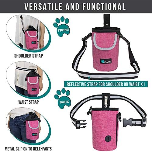 PetAmi Dog Treat Pouch, Large Hands-Free Training Bag, Pink