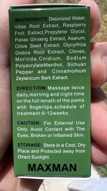 Max Man Essential Oil – Male Enhancement Massage (10ml) (Green) (2) Men's Re-Vitalize Enlargement Cream