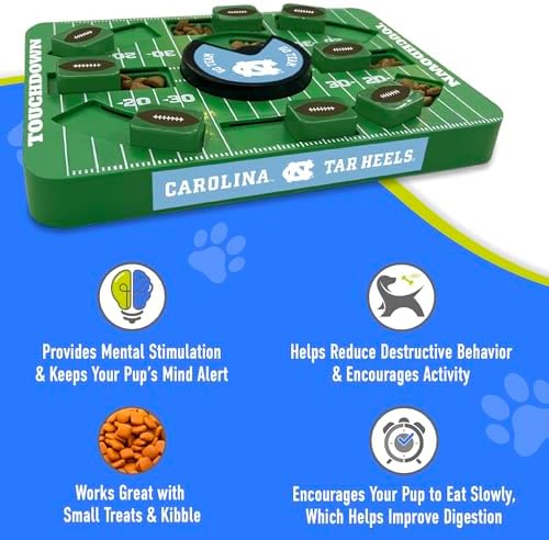 Pets First NCAA University of NC Large Puzzle Toy, Interactive Dog Treat Toy, New Large Size, Slow Feeding Toy