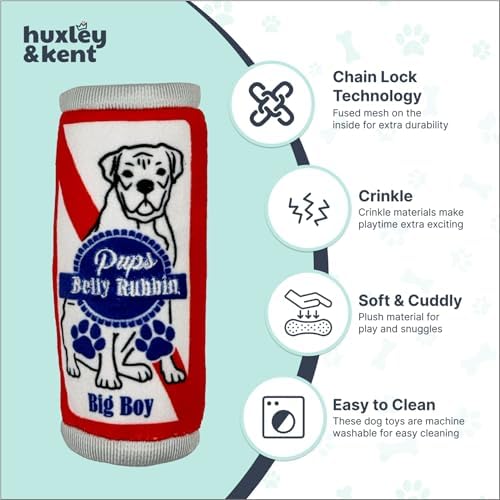 Huxley & Kent Tiny Tuff Plush Dog Toy, Pups Belly Rubbin
