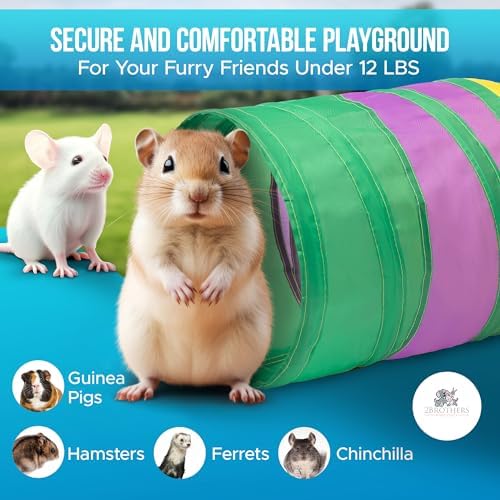 Tunnels with 3-Way Entrance - Cozy, Washable Guinea Pig Hideout - Interactive Cage Toys (Multicolor)