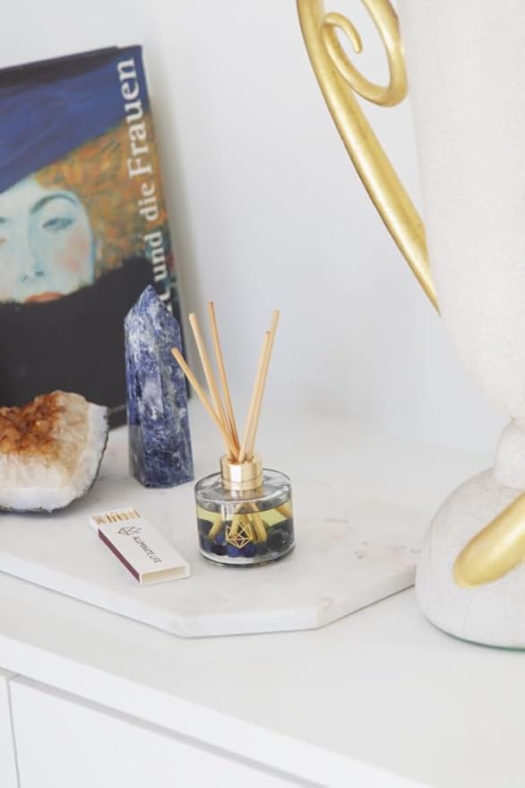 Crystal Infused Reed Diffuser, 4 OZ, Bloom - Amazonite Crystal Infused - Scents of Lavender, Neroli, and Jasmine - Hope, Discovery, & Growth - Home Decor, House Warming, Room