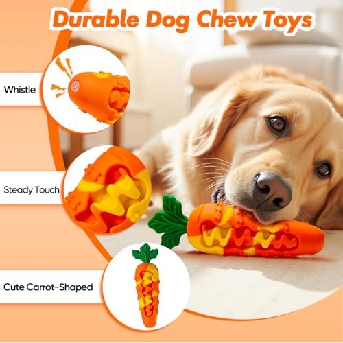 Durable Carrot Dog Toy, Silicone Treat Dispensing Chew Toy