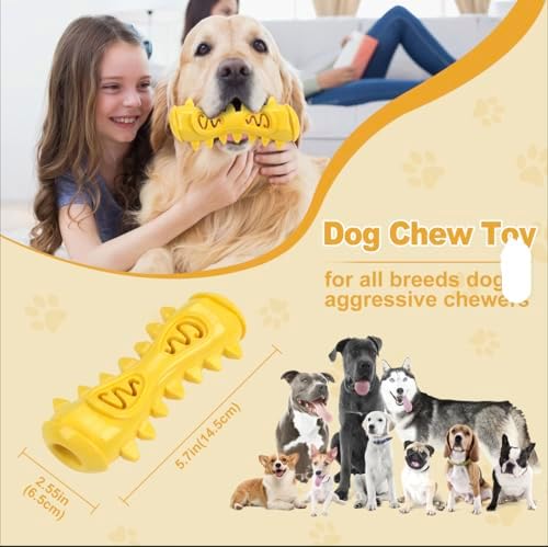 Dog Toothbrush Chew Toy – Durable Dog Dental Toy for Teeth Cleaning, Food Grade Rubber, Interactive Dog Toy