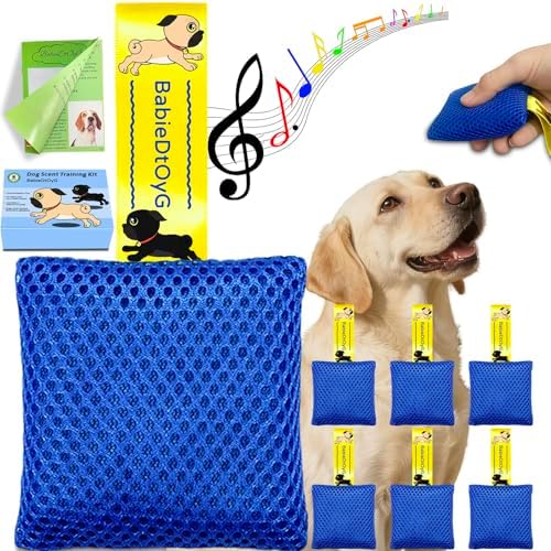 Dog Scent Training Kit with Squeaky Sound – Interactive Nose Work Toys for Dogs, Hide & Seek Scent Games | Mental Stimulation, Anxiety Relief & Obedience Training for All Ages (Blue)
