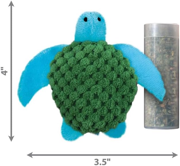KONG Refillables Catnip Toys, Assorted 2-Pack – Plush Cat Toys with Refillable Catnip Pouch & Premium North American Catnip (Turtle 2 Pack)